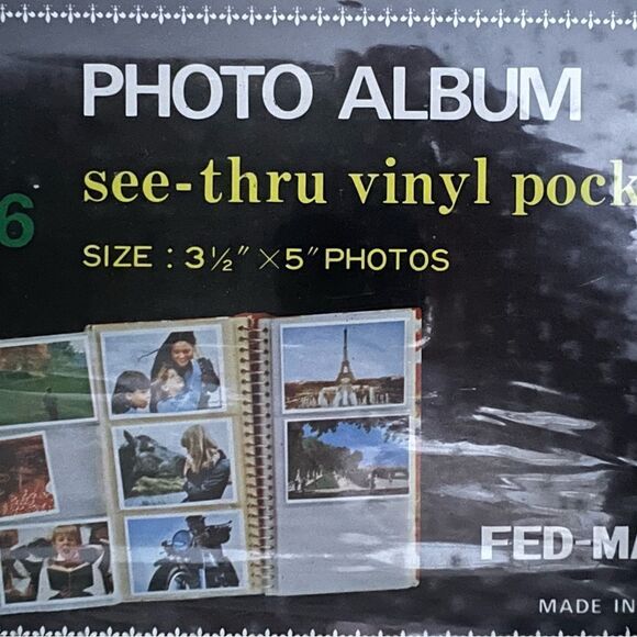 Vintage Photo Albums 2 Vinyl Rattan Pocket Photo Green Gold 3.5”  X 5” New Japan - Picture 4 of 4